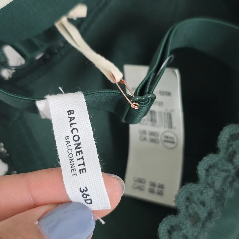 AERIE Elegant Lace Underwire Bra - Dark Green